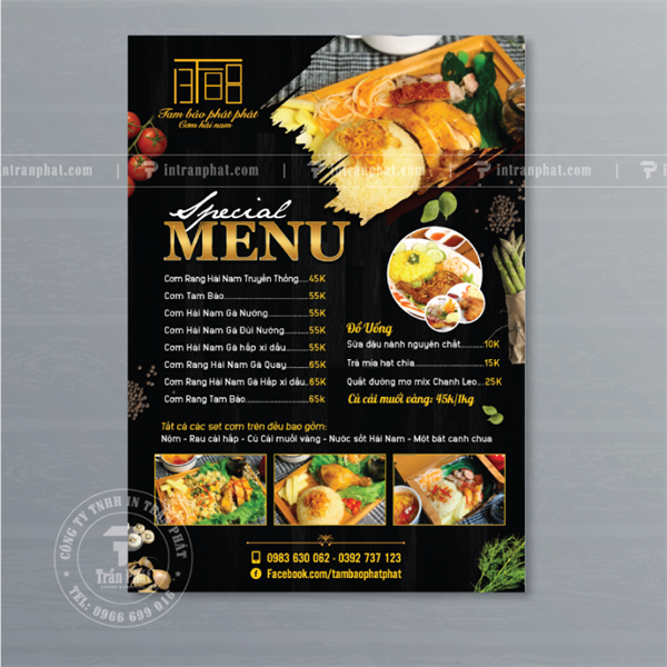 IN MENU NHÀ HÀNG